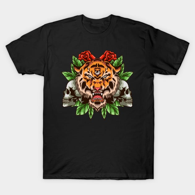 The Wild Tiger with Skull T-Shirt by feringrh